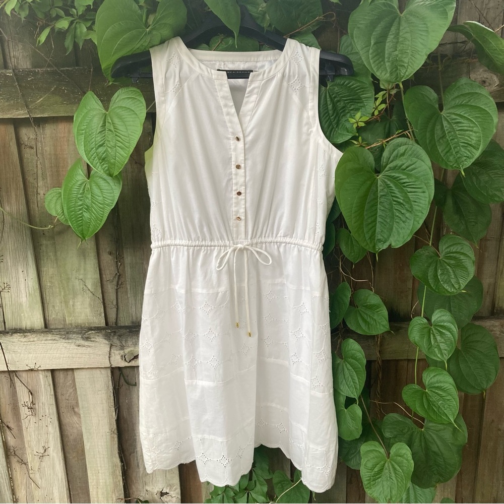 Elegant and Light Ivanka Trump Drawstring Waist Eyelet Dress SZ 14